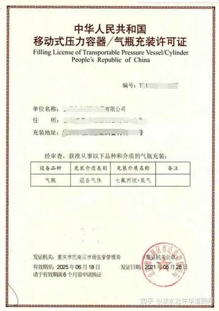 气瓶充装装置安全要求与气瓶/移动式压力容器充装许可证办理指南